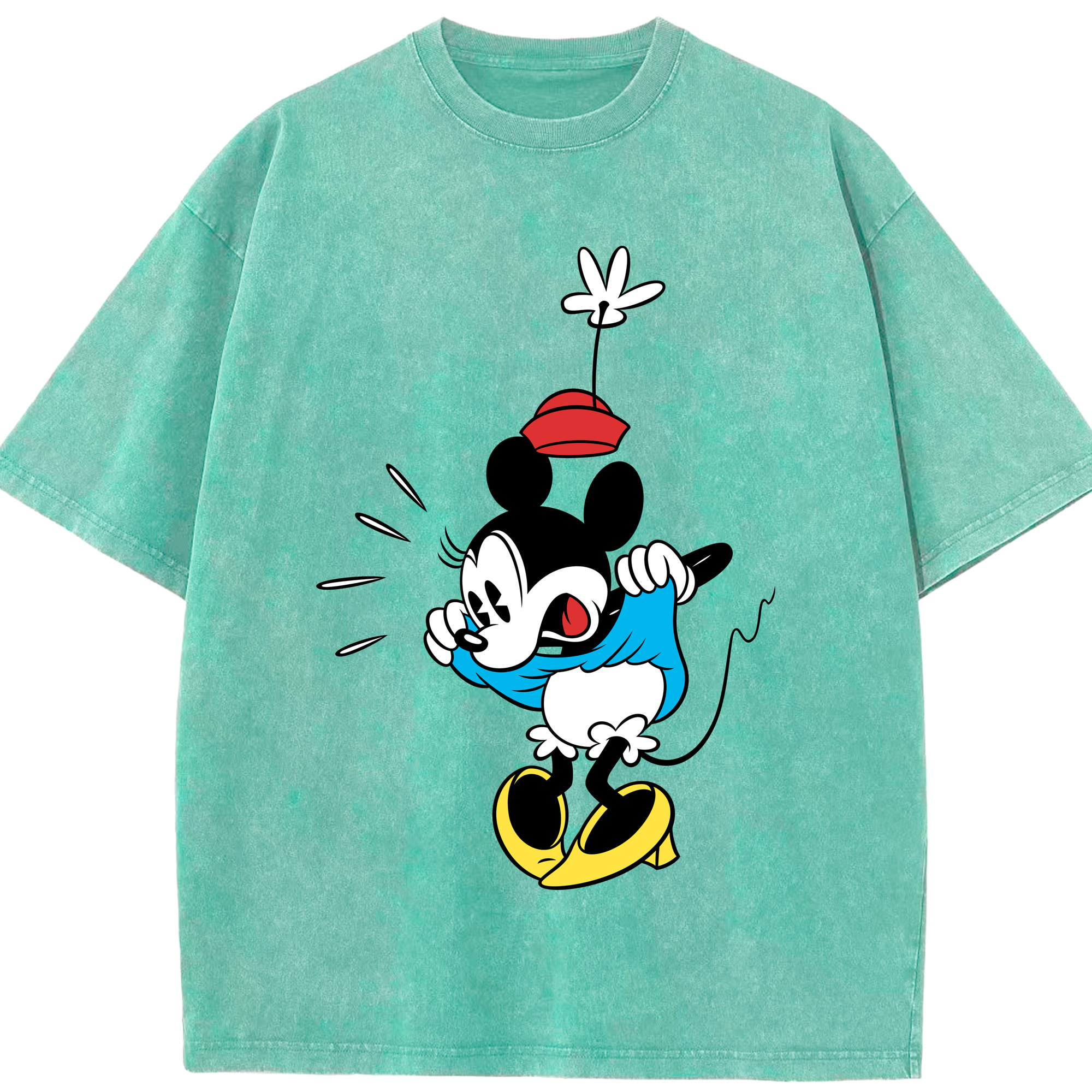 （画像用） ミッキーマウス Mickey Mouse 綿100% ヴィンテージ風 半袖Tシャツ（フロントプリント）